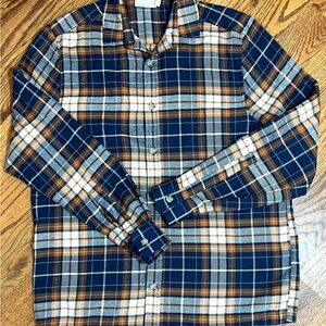 ASOS Navy and Tan Plaid‎ Casual Shirt